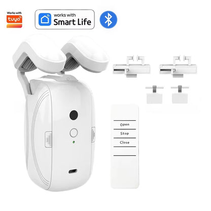 Smart Automatic Curtain Opener, Remote Control with App/Timer/Voice, with T/U/Rome Rod ,Wifi Bluetooth Automatic Light Sensor
