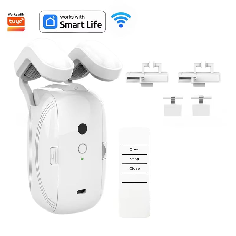Smart Automatic Curtain Opener, Remote Control with App/Timer/Voice, with T/U/Rome Rod ,Wifi Bluetooth Automatic Light Sensor