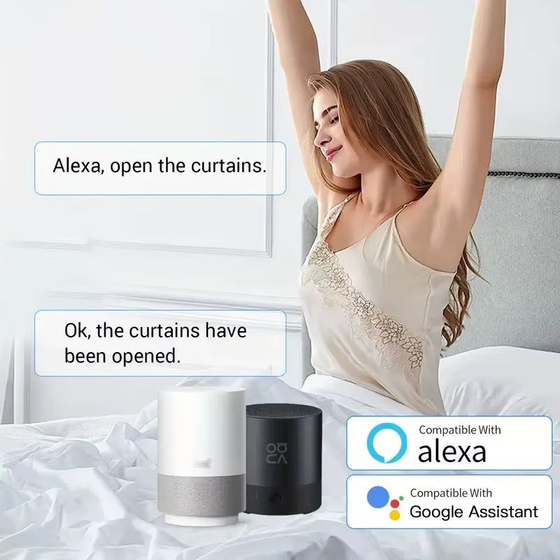 Smart Automatic Curtain Opener, Remote Control with App/Timer/Voice, with T/U/Rome Rod ,Wifi Bluetooth Automatic Light Sensor