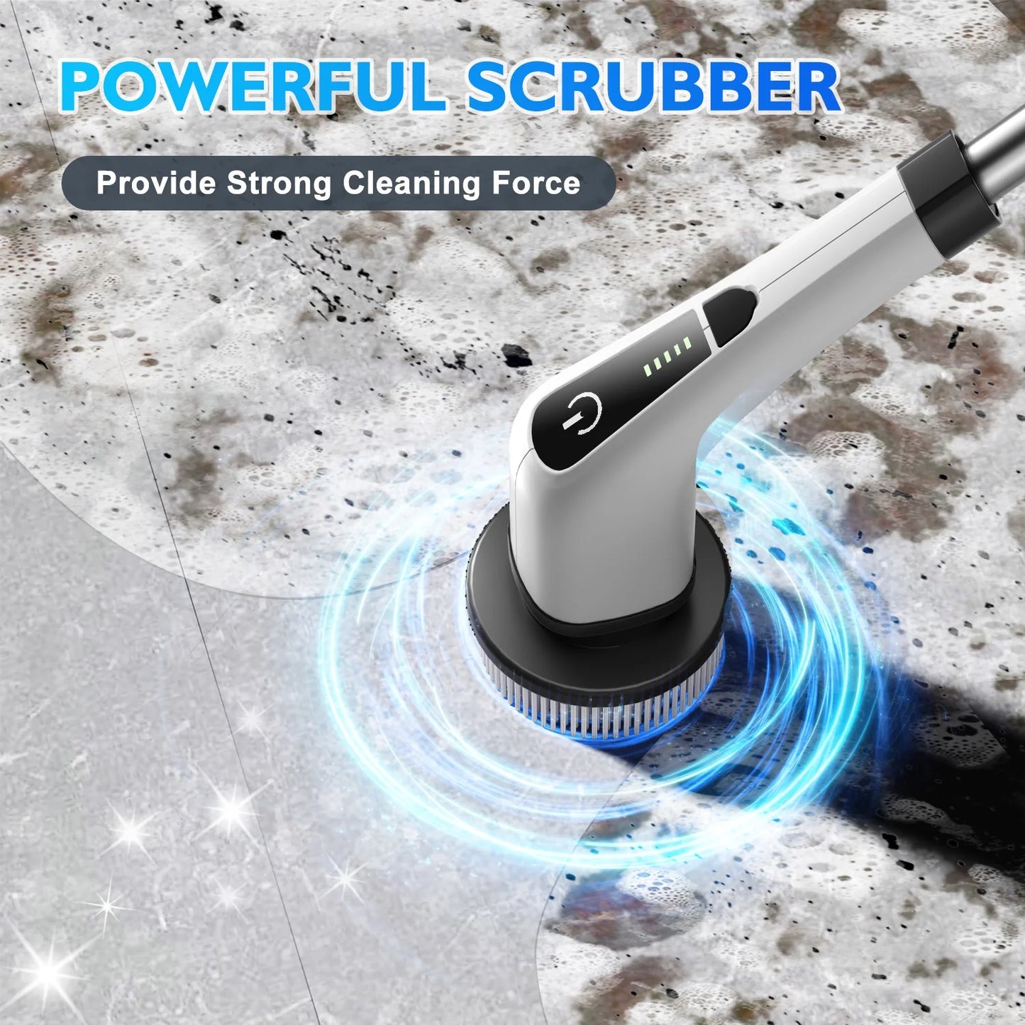 Electric Spin Scrubber, Cordless Bath Tub Power Scrubber with Long Handle & 7 Replaceable Heads, Detachable as Short Handle, Shower Cleaning Brush Household Tools for Bathroom & Tile Floor